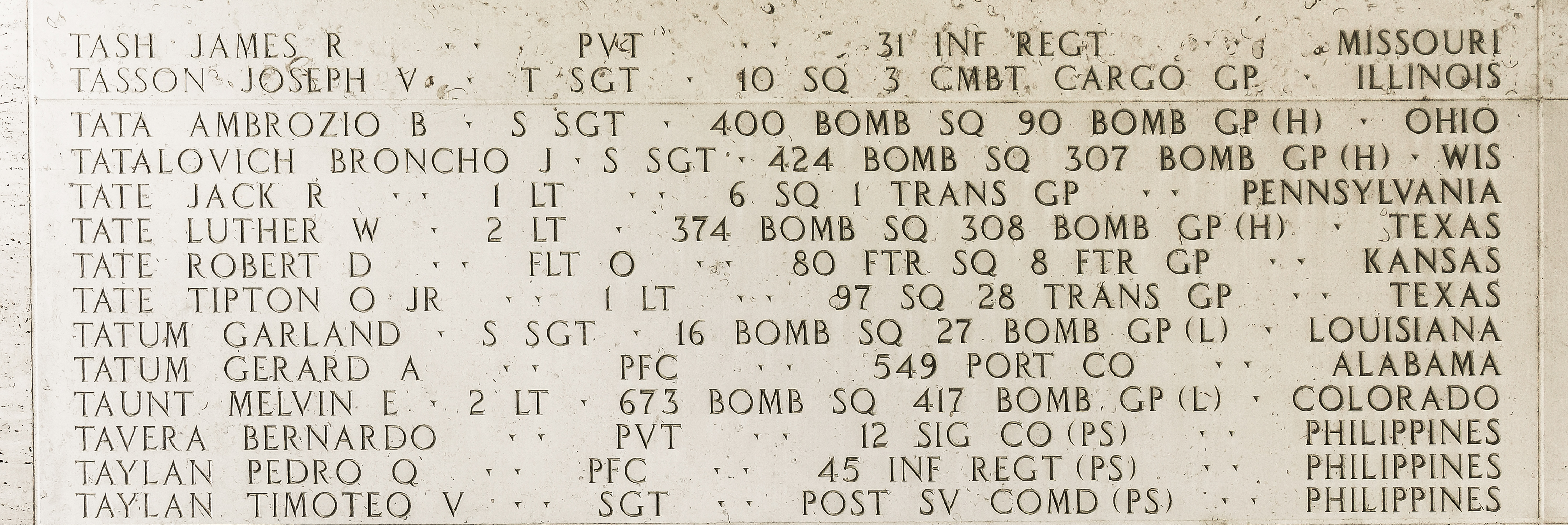 Robert D. Tate, Flight Officer